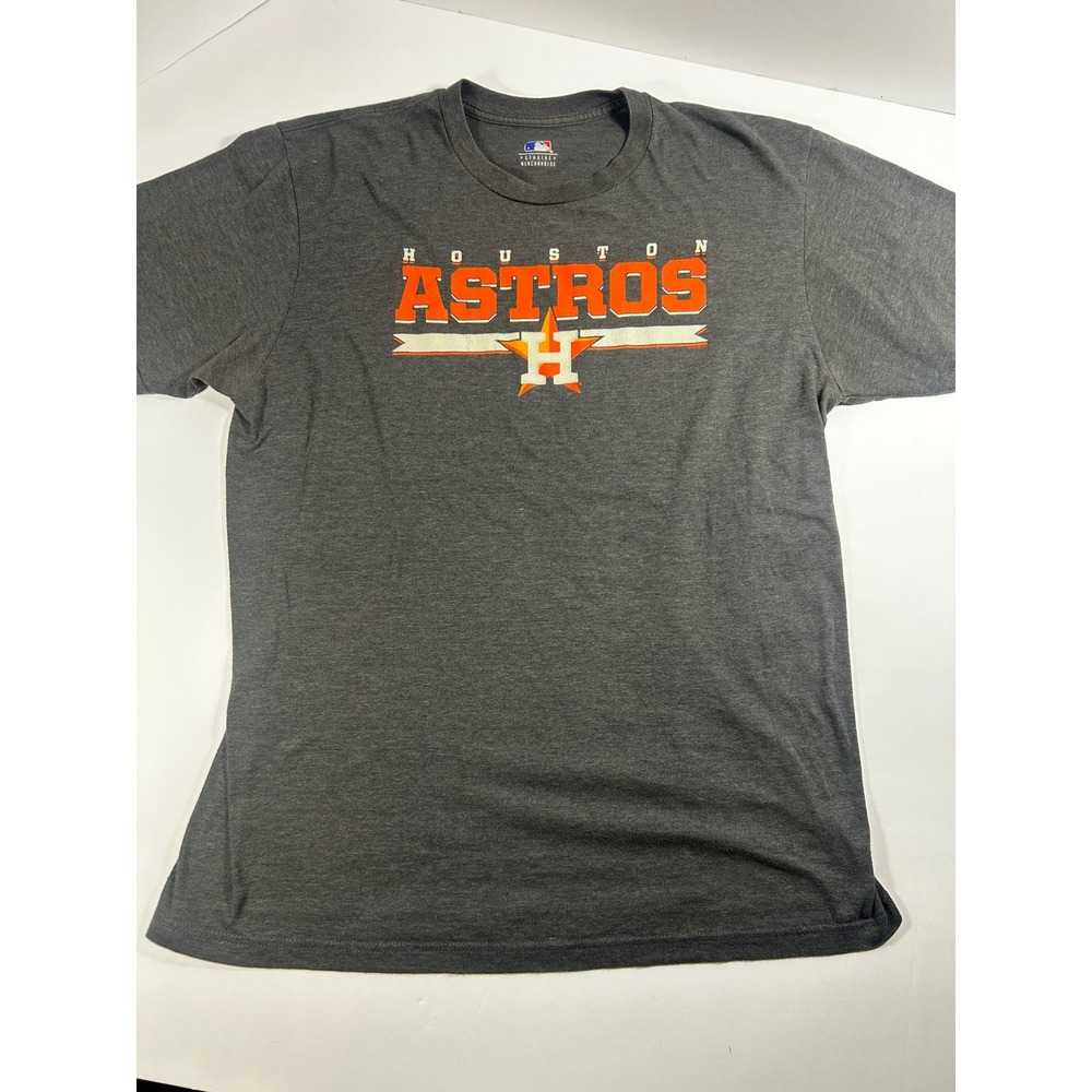 Houston Astros MLB Gray T-Shirt Graphic Crew Neck Mens Large Baseball‎
